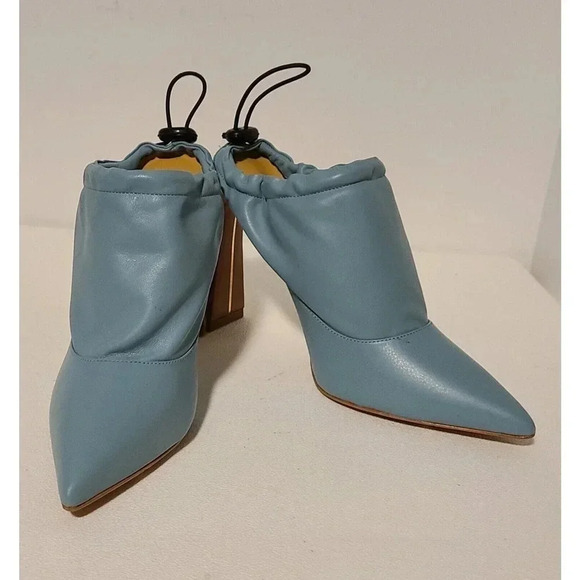 WOMEN'S YEVRAH LIGHT BLUE LEATHER MULES ADJUSTABLE HEELS NEW WITHOUT BOX SZ 37.5 - Picture 1 of 10